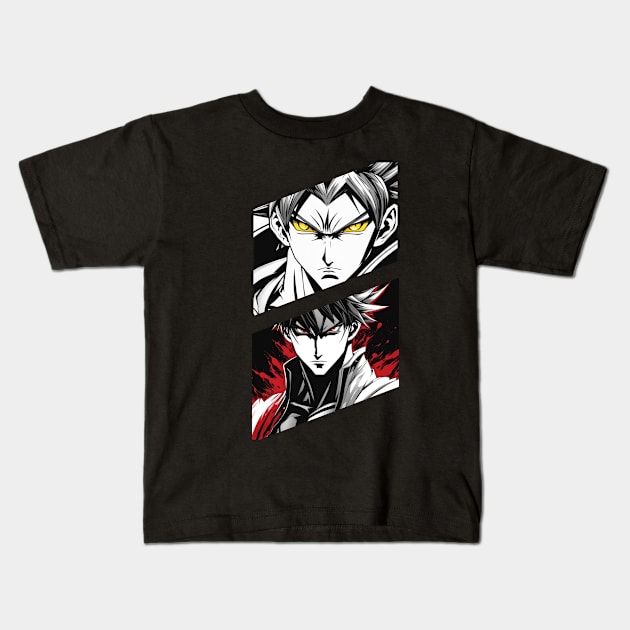 Anime Battle - Character Fight Red vs Yellow Eyes Kids T-Shirt by AnimeVision